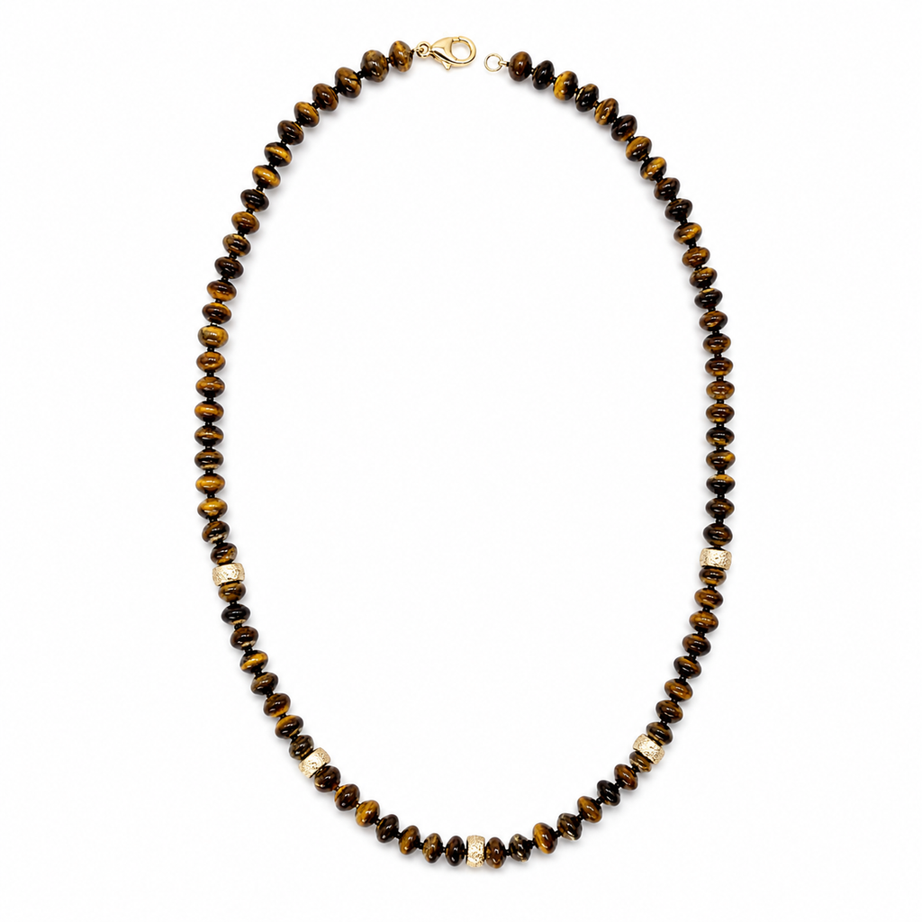 Tiger's Eye & Gold Bead Necklace